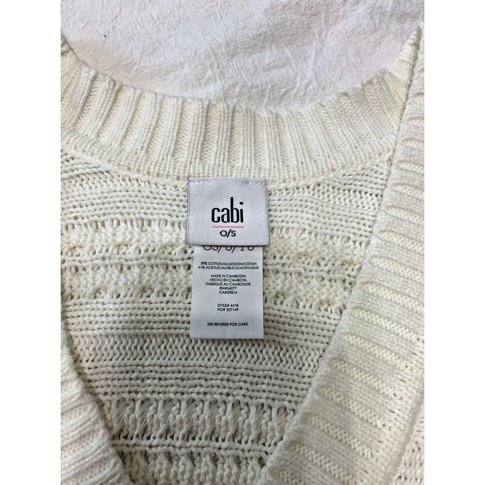 Cabi White Cable Knit Sweater Poncho Cape O/S Outdoor Holiday - Picture 4 of 8